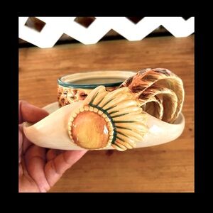 Fitz & Floyd Essentials Candle Holder Trinket Box Decor Feather Jeweled Hat